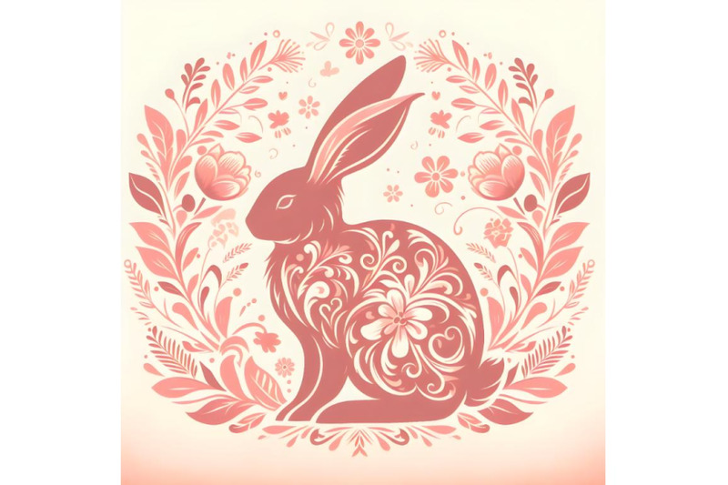 bunny-silhouette-of-floral-ornament-soft-color