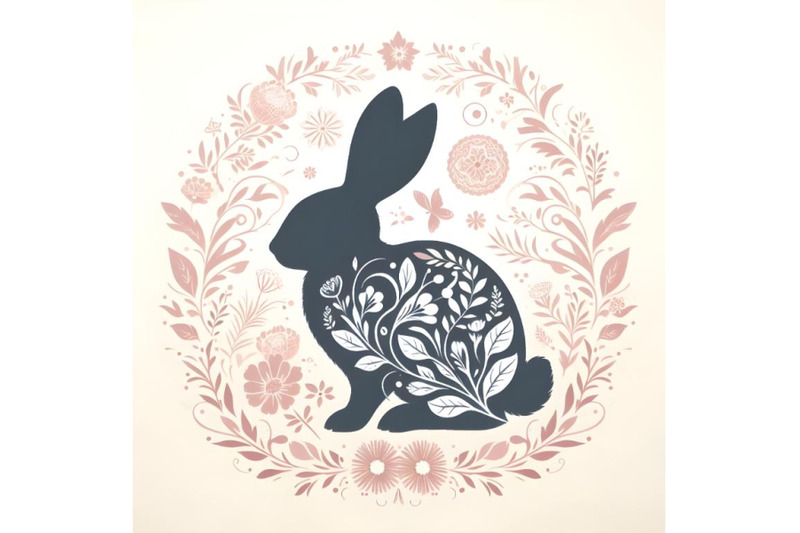 bunny-silhouette-of-floral-ornament-soft-color