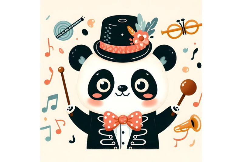 cartoon-panda-music-conductor