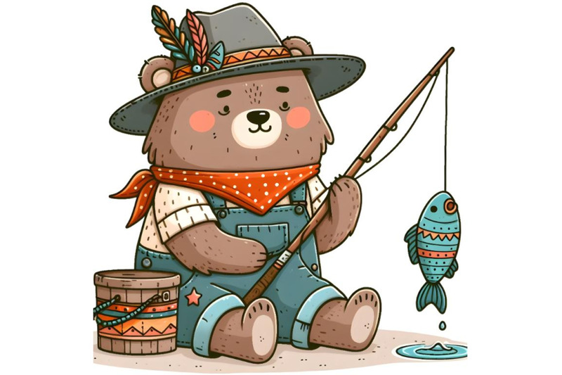 cartoon-bear-fisherman