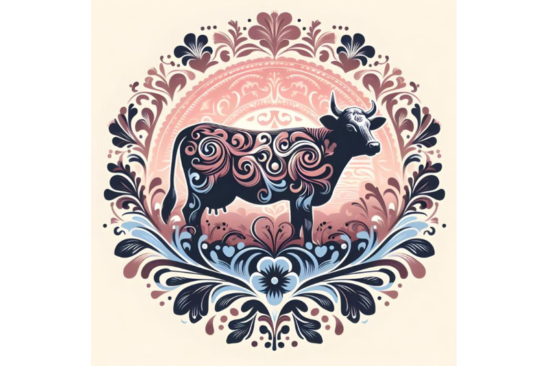 cow-silhouette-of-floral-ornament-soft-color