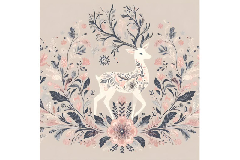 deer-silhouette-of-floral-ornament-soft-color