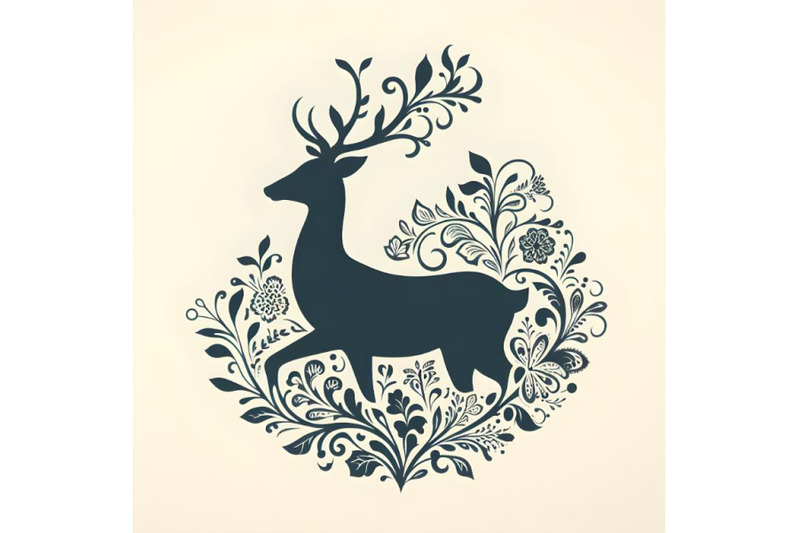 deer-silhouette-of-floral-ornament-soft-color