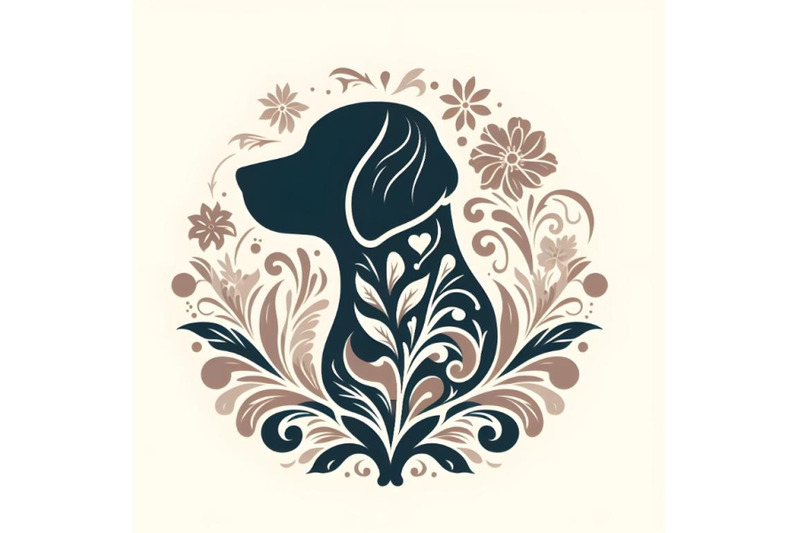 dog-silhouette-of-floral-ornament-soft