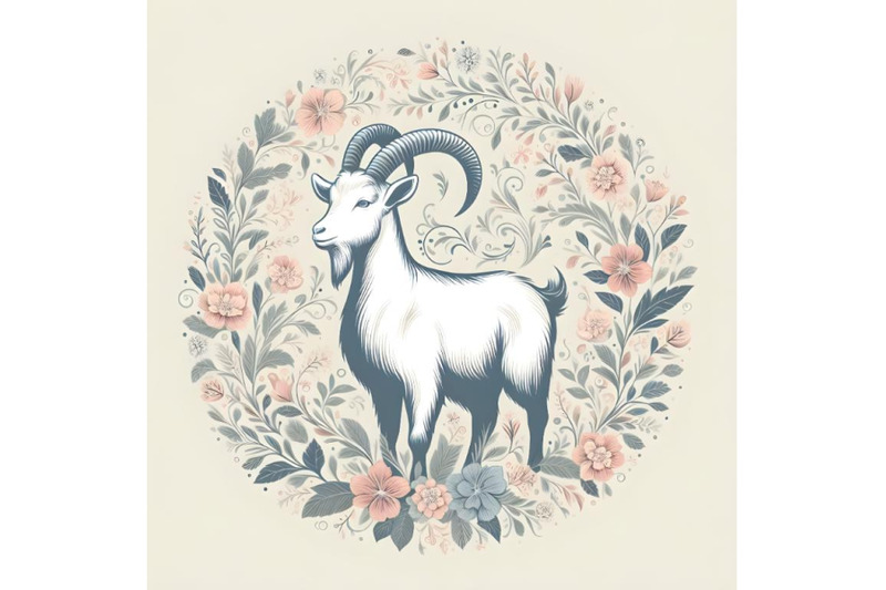 goat-silhouette-of-floral-ornament-soft-color