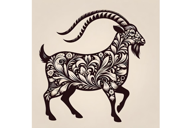 goat-silhouette-of-floral-ornament-soft-color