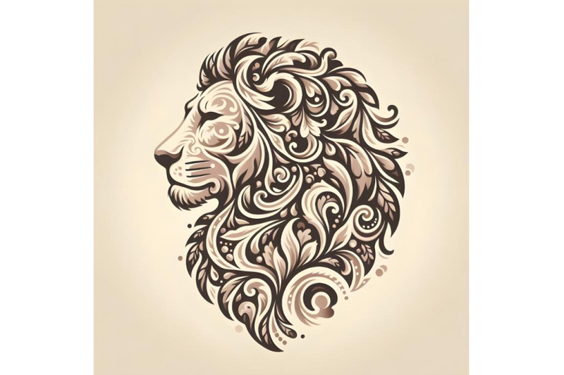 lion-silhouette-of-floral-ornament-soft-color