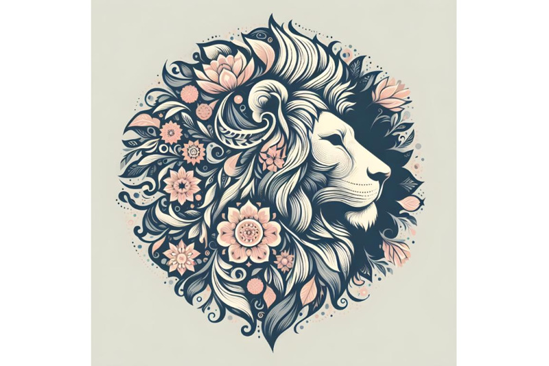 lion-silhouette-of-floral-ornament-soft-color