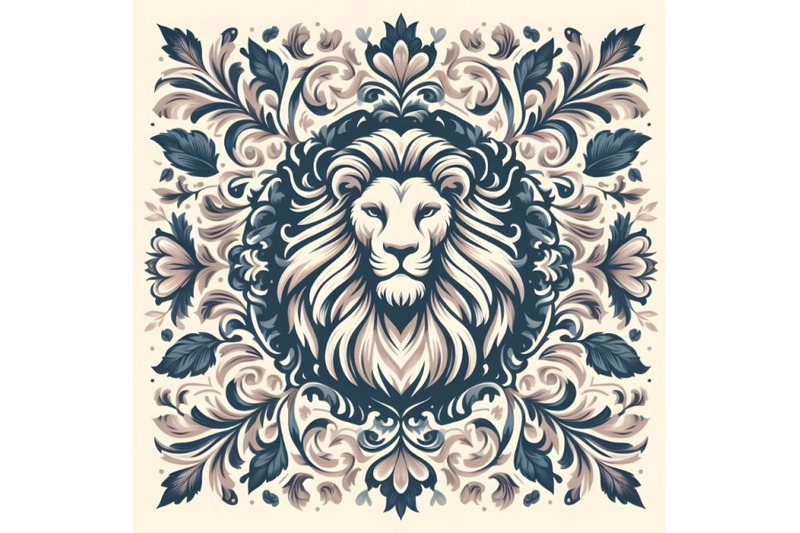 lion-silhouette-of-floral-ornament-soft-color