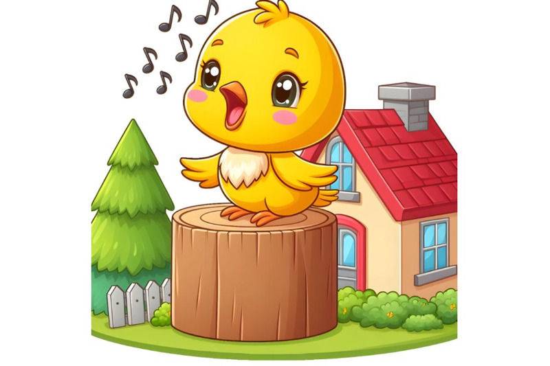 cute-yellow-bird-singing-on-a-small-building