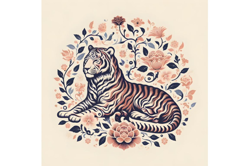 tiger-silhouette-of-floral-ornament-soft-color