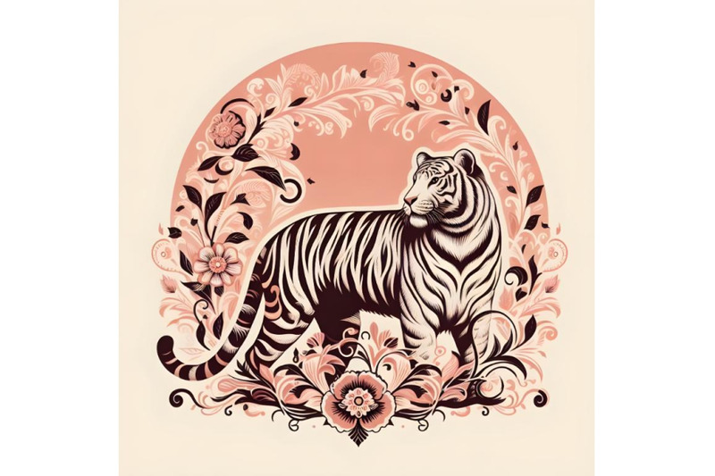 tiger-silhouette-of-floral-ornament-soft-color