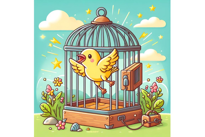 bird-escape-out-of-birdcage-freedom-concept