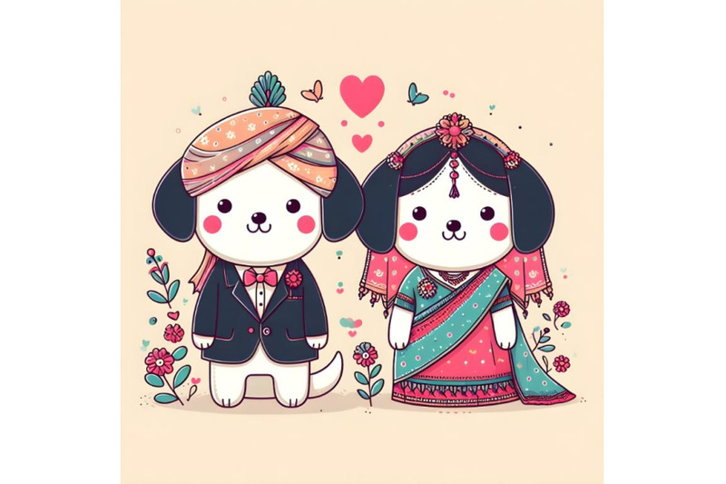 cute-dog-couple-minimal-artwork