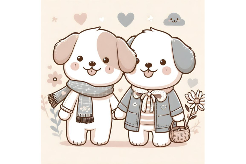 cute-dog-couple-minimal-artwork