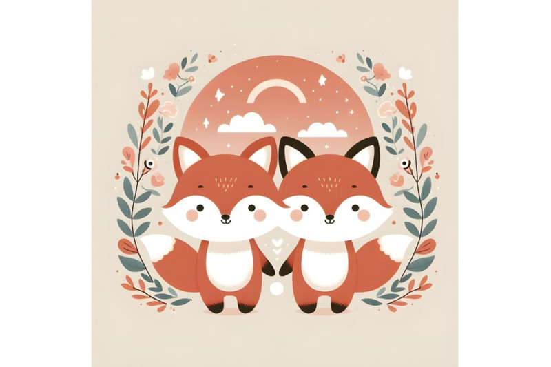 cute-fox-couple-minimal-artwork