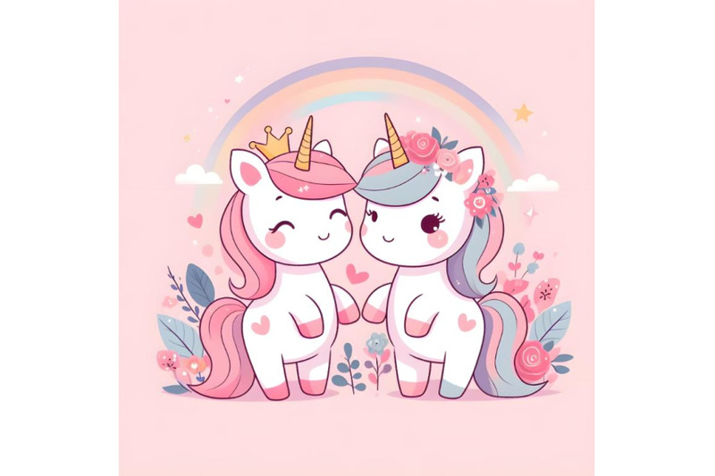 cute-unicorn-couple-minimal-artwork