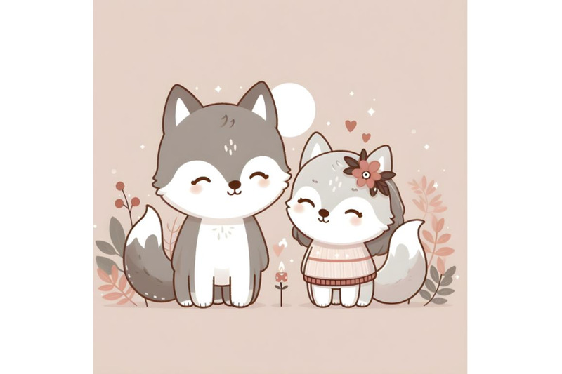 cute-wolf-couple-minimal-artwork