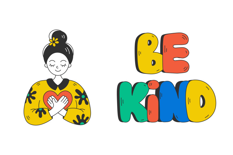 kindness-girl-amp-lettering-png-clipart-eps