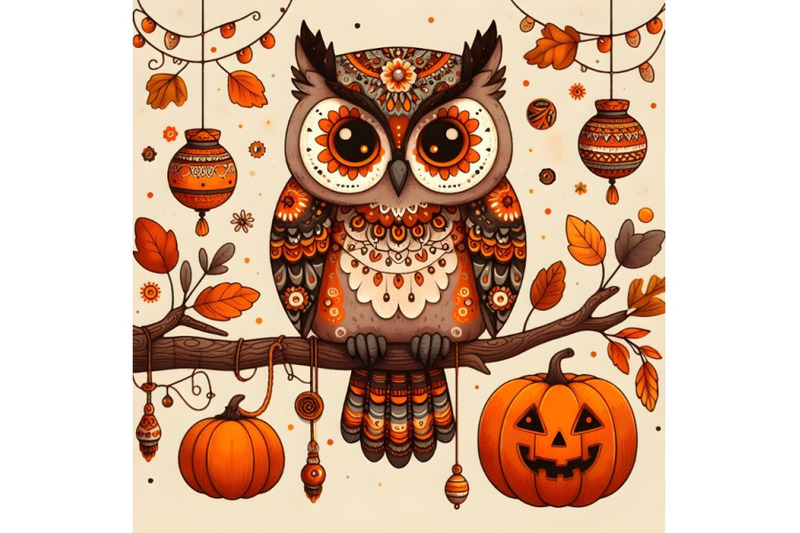 cute-halloween-owl-sitting-on-the-branch