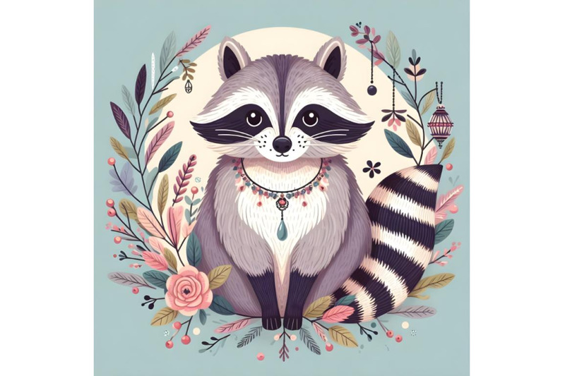 elegant-racoon-icon-cartoon-style