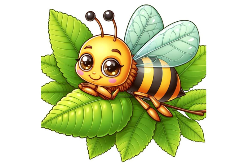 bee-on-the-leaf-funny-cartoon