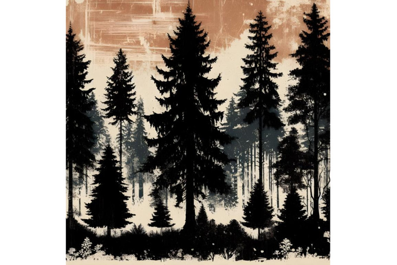 grunge-silhouettes-of-forest-tree-and-firtrees