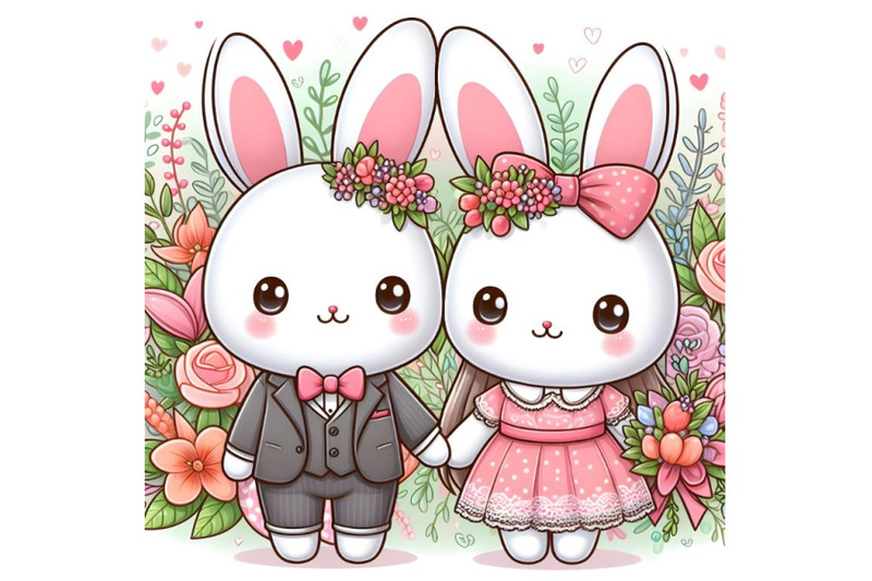 cute-couple-bunny-decorated-hd-artwork