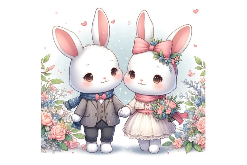 cute-couple-bunny-decorated-hd-artwork