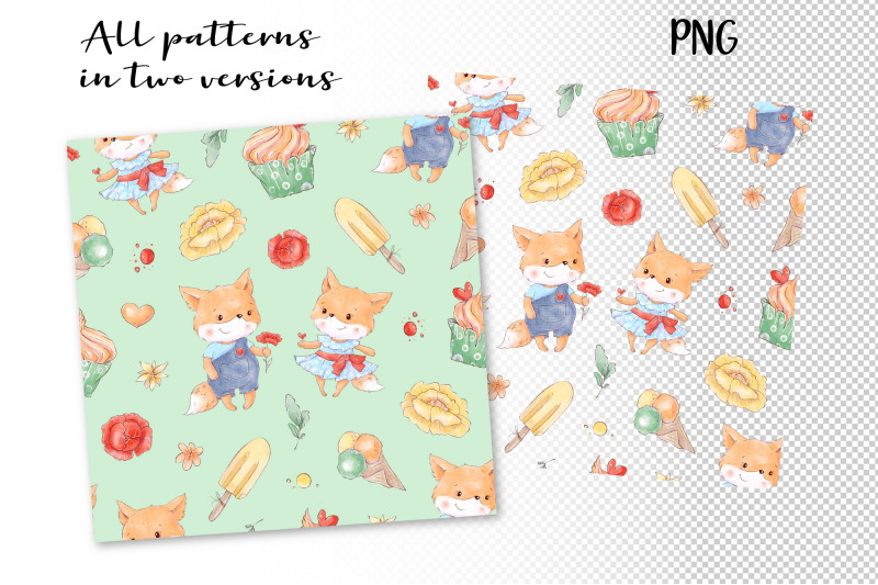 cute-fox-set-of-seamless-patterns-digital-paper