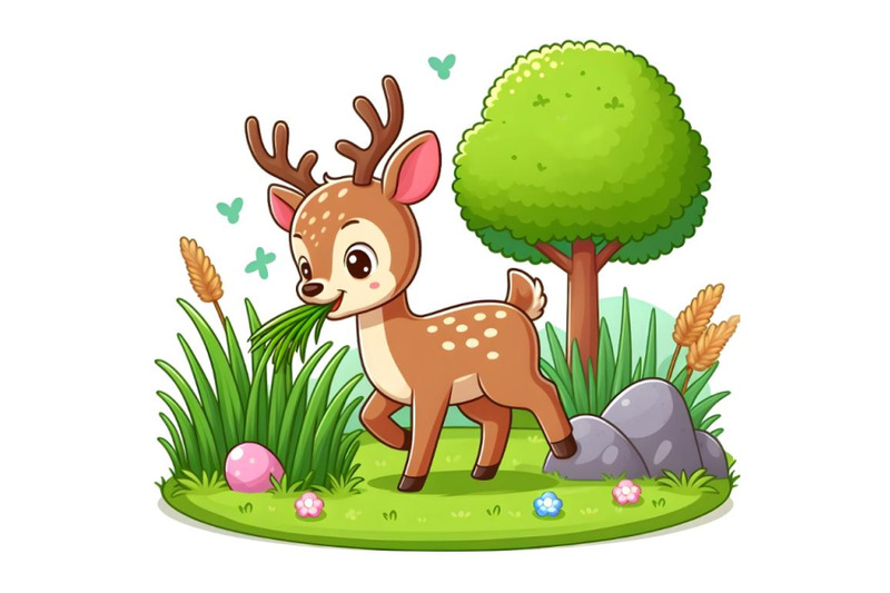 deer-is-eating-grass
