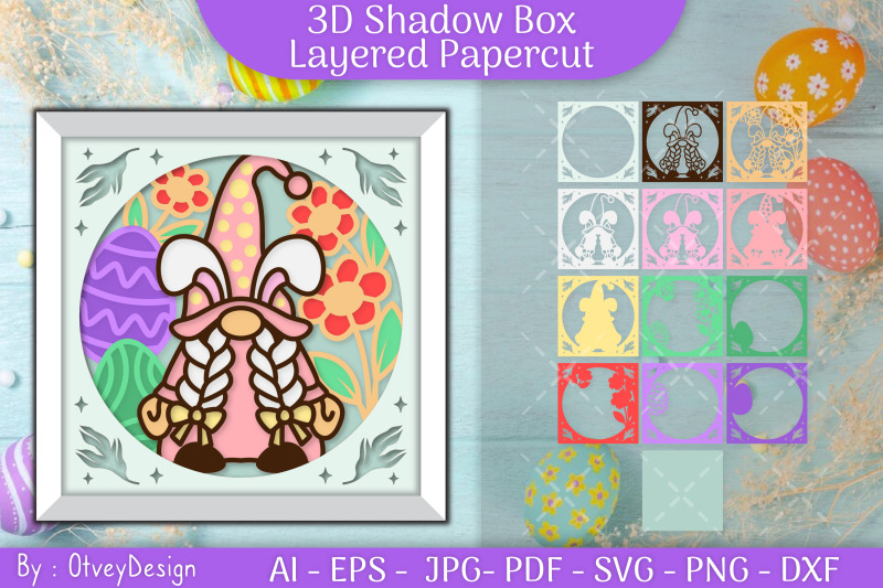 gnome-easter-3d-shadow-box-layered