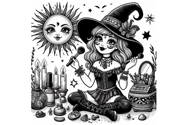 cartoon-witch-doing-makeup