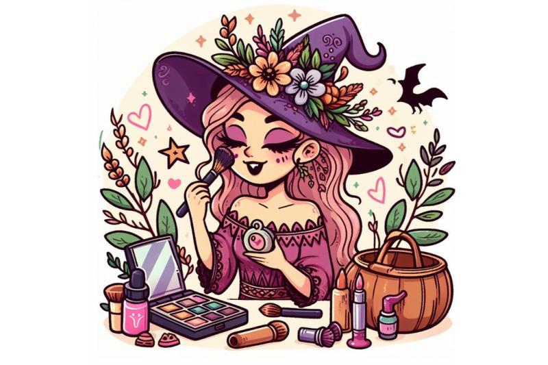 cartoon-witch-doing-makeup