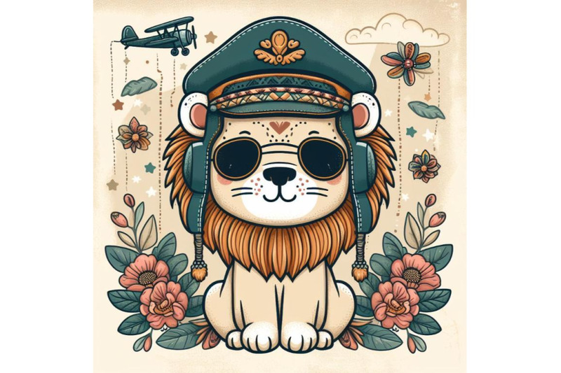 cartoon-lion-in-a-pilot-hat