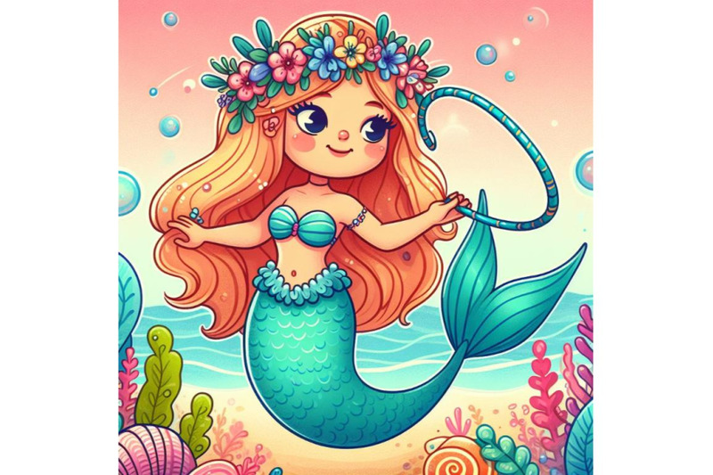 cartoon-mermaid-playing-with-a-hula-hoop