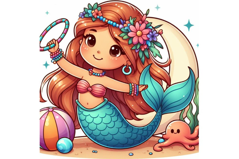 cartoon-mermaid-playing-with-a-hula-hoop