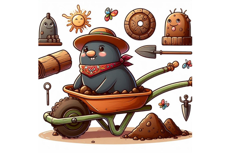 cartoon-mole-builder-with-wheelbarrow