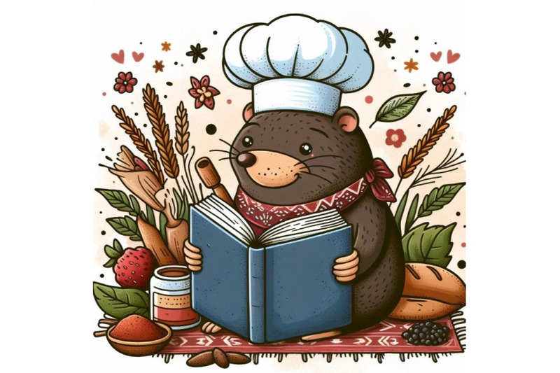 cartoon-mole-chef-with-recipe