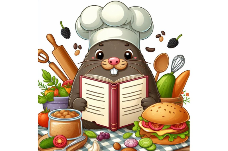 cartoon-mole-chef-with-recipe