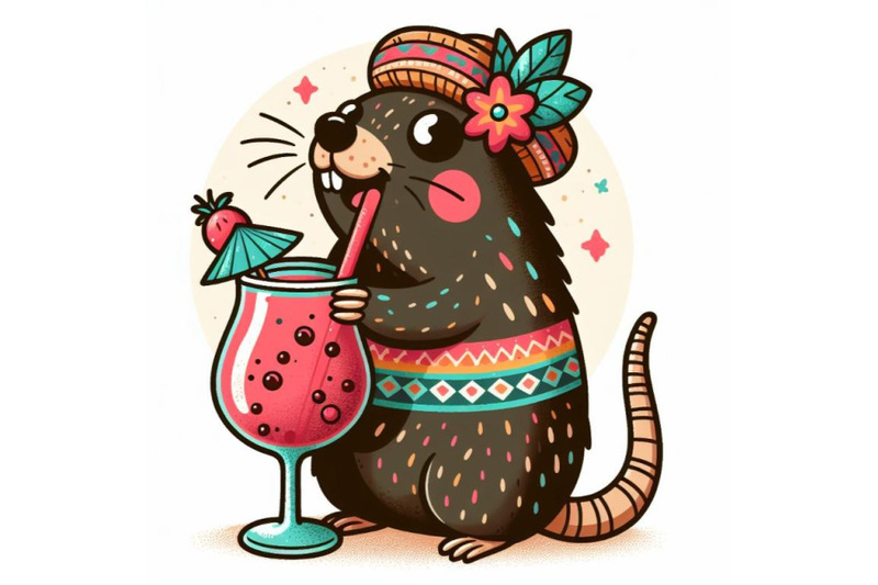 cartoon-mole-drinking-cocktail