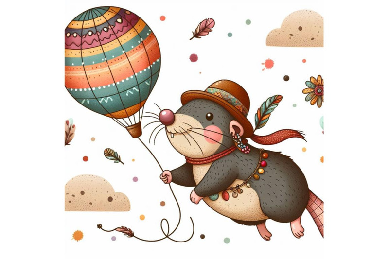 cartoon-mole-flying-with-air-balloon