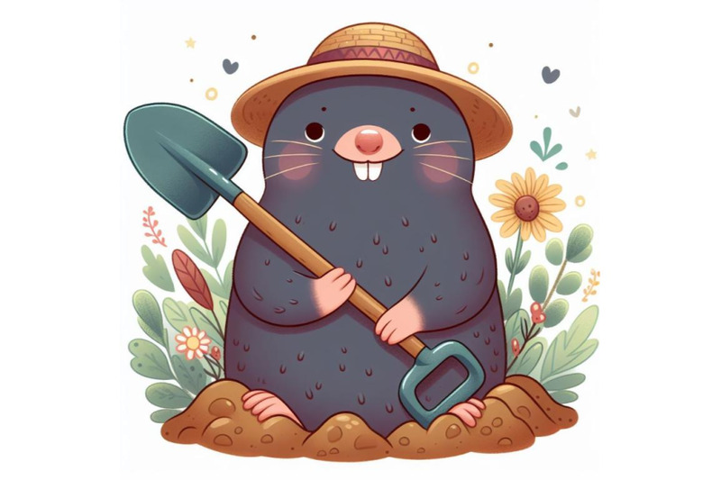 cartoon-mole-holding-shovel