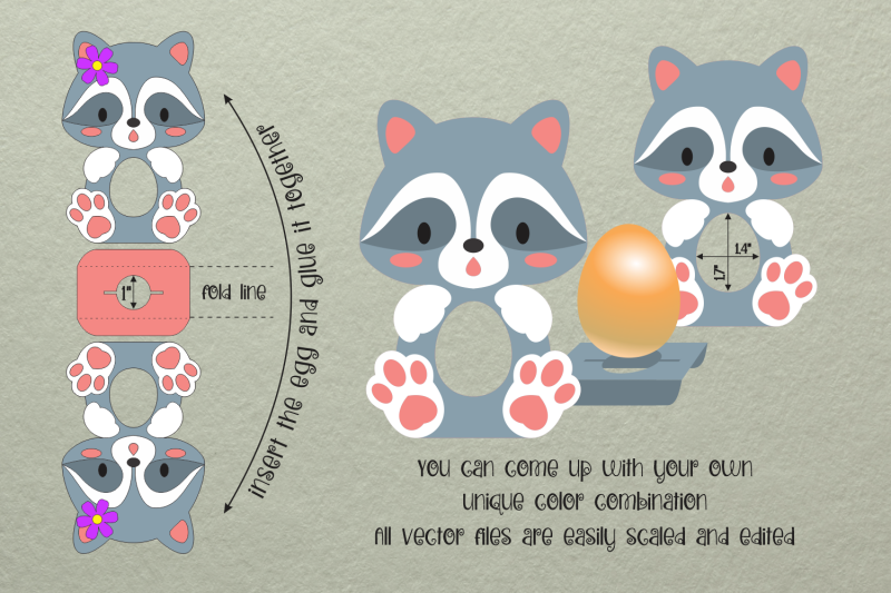 cute-raccoon-easter-egg-holder-paper-craft-template