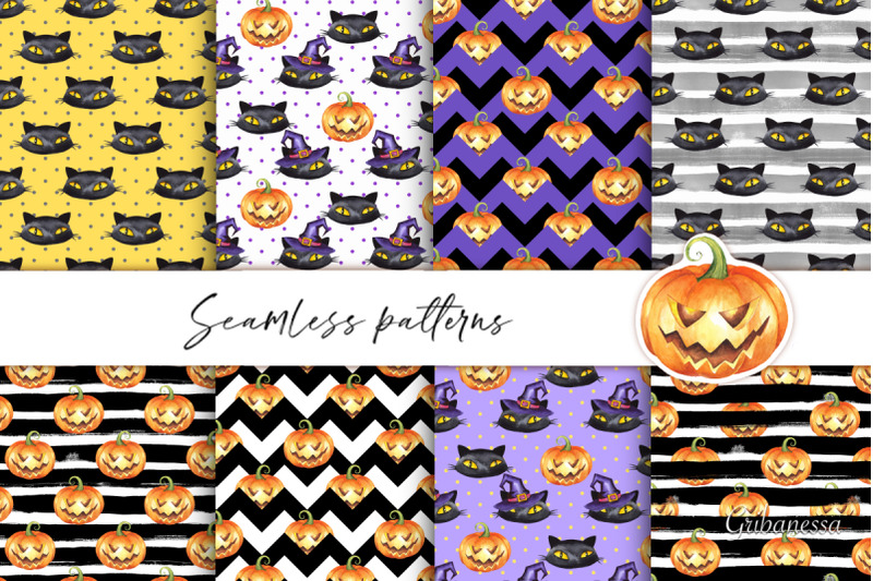 halloween-seamless-patterns-watercolor-digital-paper