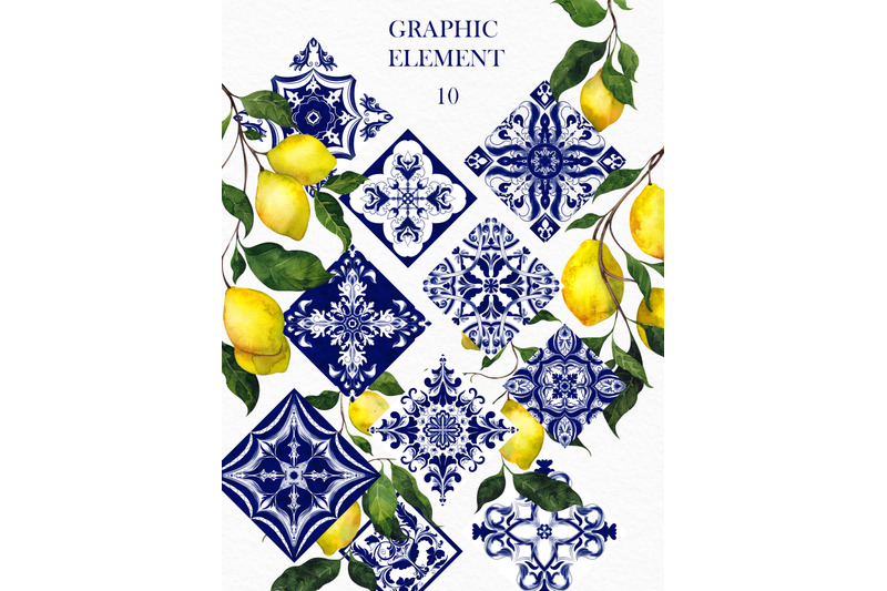 azulejo-watercolor-lemon-and-blue-tile