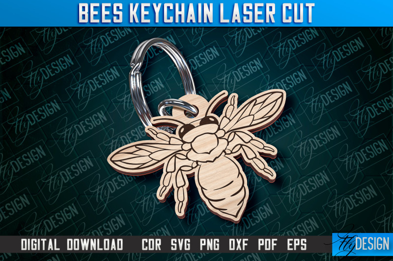 bees-keychain-design-keychain-laser-cut-design-cnc-file