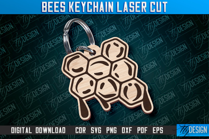 bees-keychain-design-keychain-laser-cut-design-cnc-file