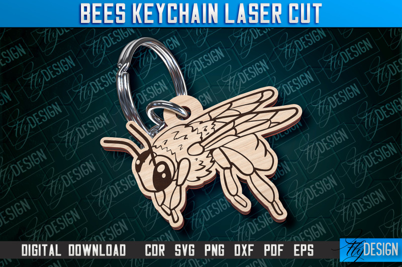 bees-keychain-design-keychain-laser-cut-design-cnc-file