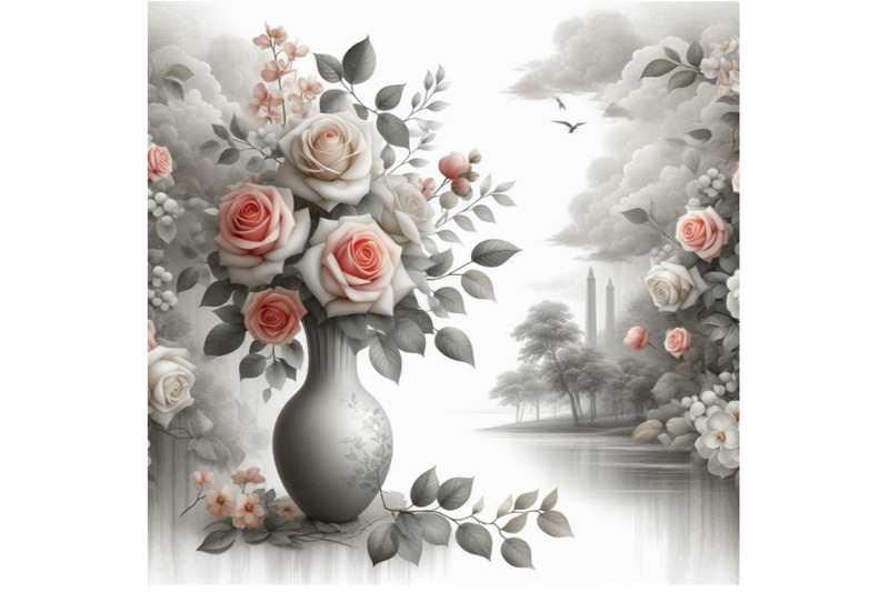 watercolor-3d-mural-wallpaper-vase